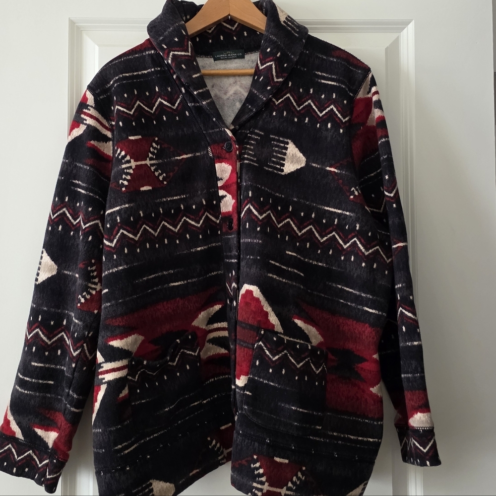 Lauren Ralph Lauren Jeans Co. Aztec Western Button Front Sweater Jacket Womens L